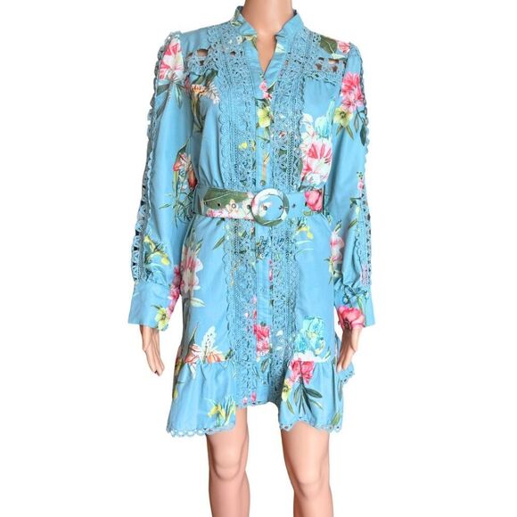 Impressions Sky Blue Floral Dawn Crochet Dress - Picture 4 of 8